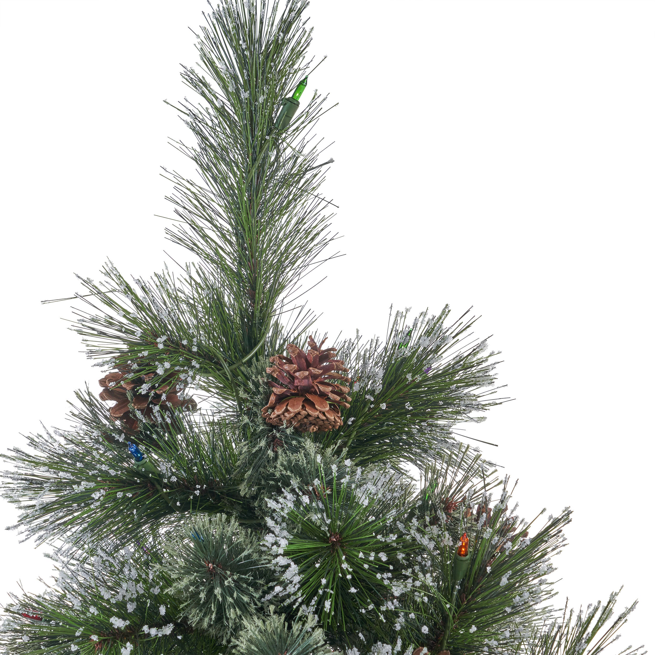 7-foot Cashmere Pine and Mixed Needles Hinged Artificial Christmas Tree with Snowy Branches and Pinecones