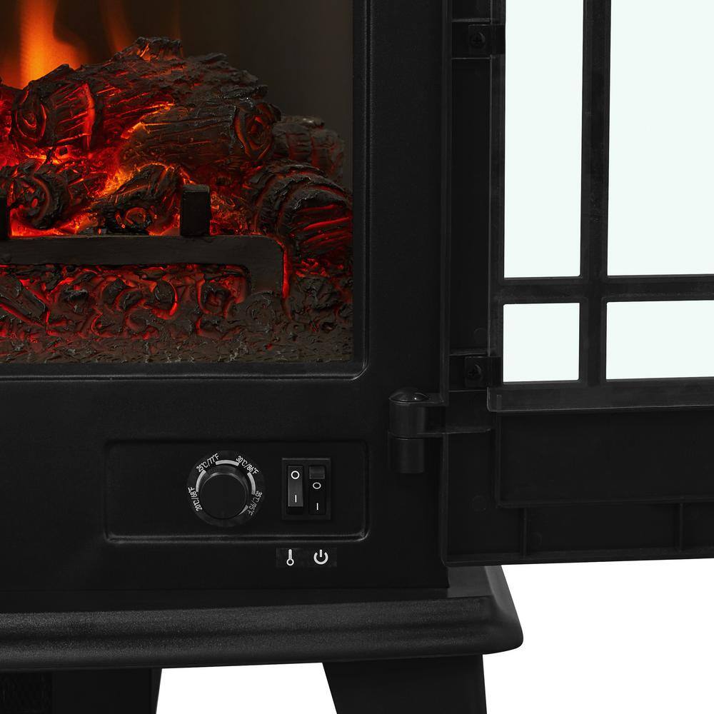 Real Flame Foster 25 in. Freestanding Iron Electric Fireplace in Black 5020E-BK