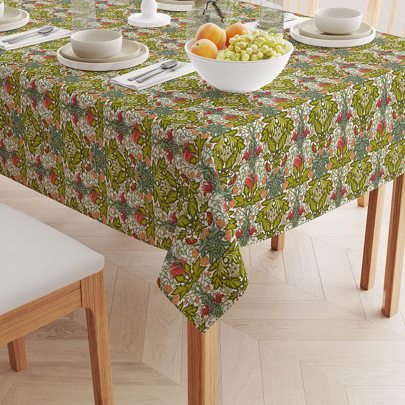 Rectangular Tablecloth， 100% Cotton， 52x120， Floral 38