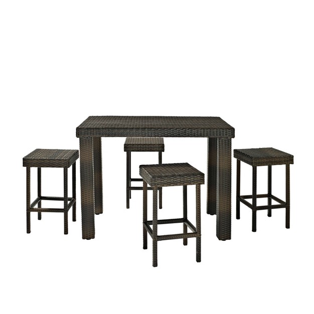 Palm Harbor 5pc Outdoor Wicker Counter Height Dining Set Brown Crosley