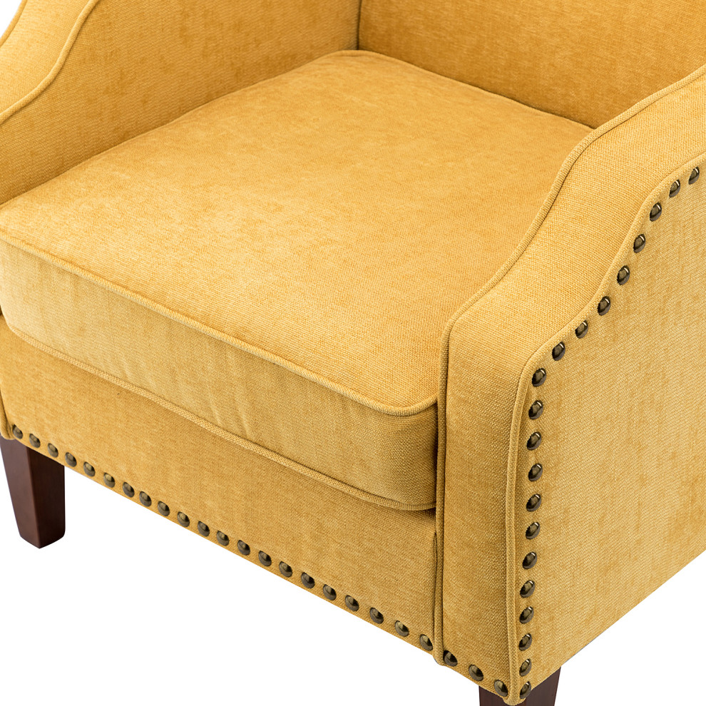 34 quotTall Comfort Bedroom Armchair with Solid Wood Legs   Contemporary   Armchairs And Accent Chairs   by Karat Home  Houzz