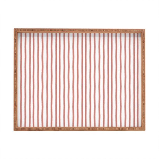 Emanuela Carratoni Old Pink Stripes Rectangular Tray Deny Designs