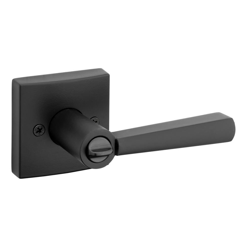 Baldwin Prestige Spyglass Matte Black BedBath Door Handle with Microban Antimicrobial Technology 353SPLSQR514CP6