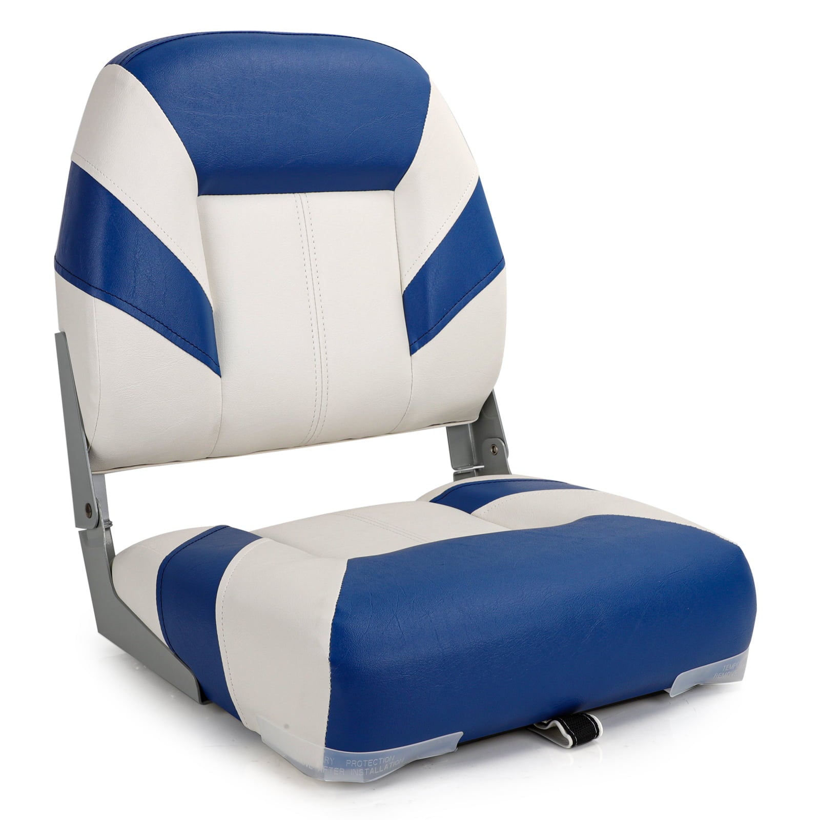 NORTHCAPTAIN Deluxe White/Pacific Blue Low Back Folding Boat Seat， 1 Seat