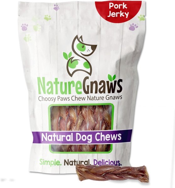 Nature Gnaws 5 to 6-inch Braided Pork Bully Sticks Dog Treats， 20 count