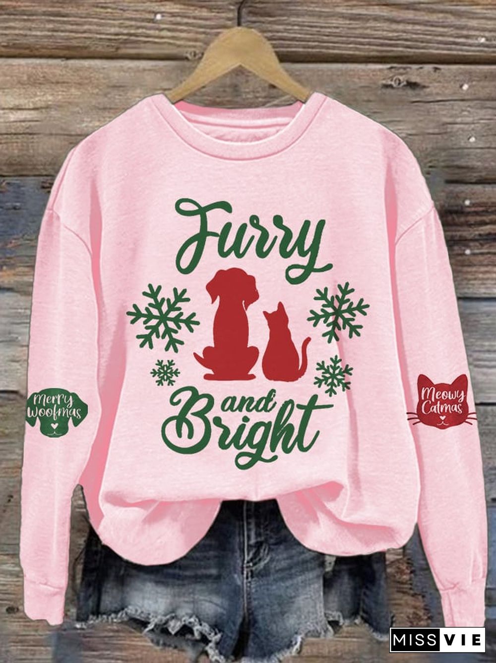 Women'S Christmas Fussy And Bright Long Sleeve Sweatshirt