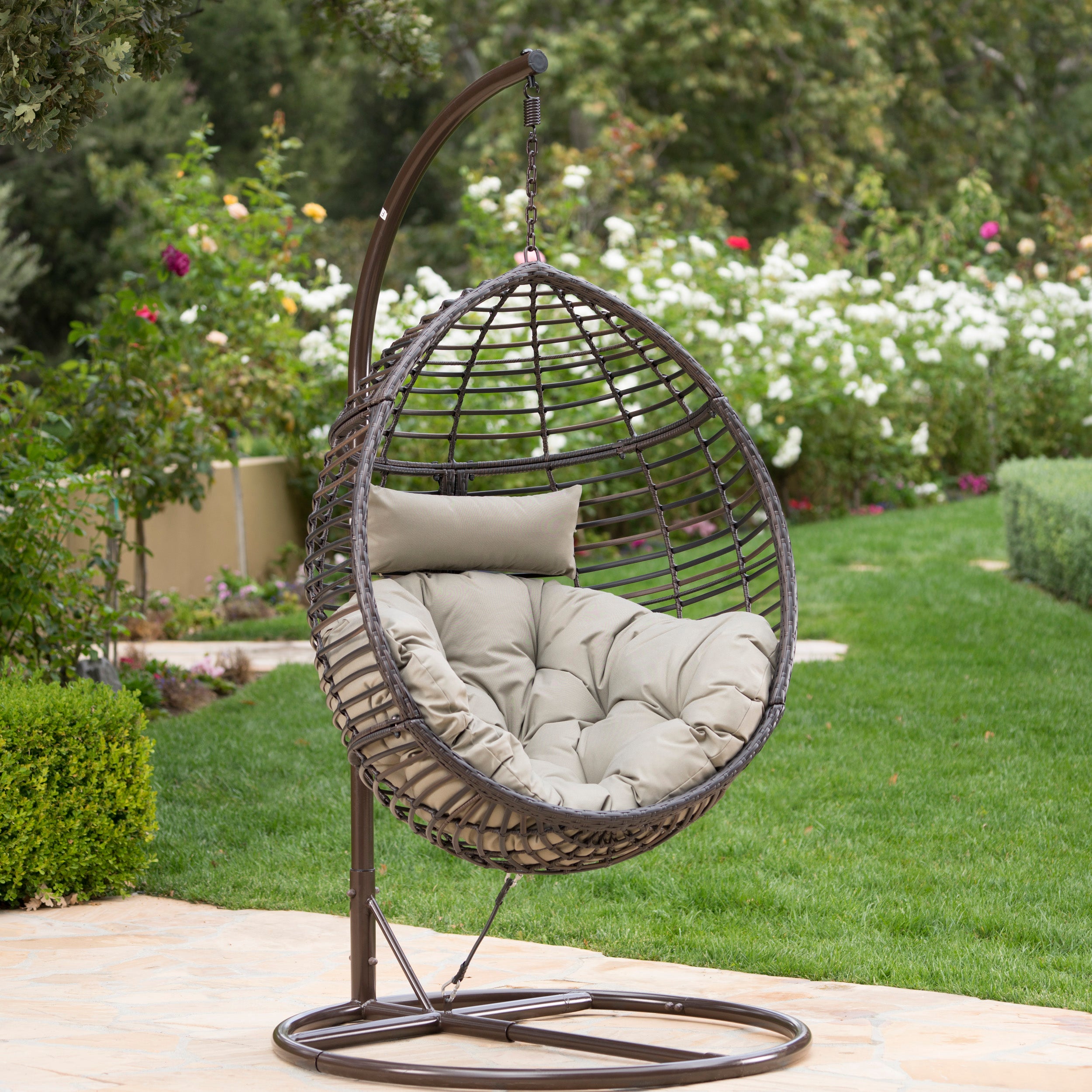 Leasa Outdoor Wicker Hanging Teardrop / Egg Chair