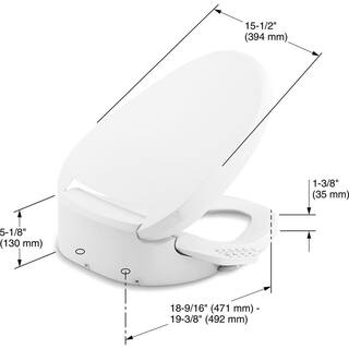 KOHLER C3 155 Electric Bidet Seat for Cleansing Elongated Toilet in White K-8298-0