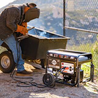 Tomahawk Power 120 Amp DC Multi Process MMA Stick Welder Generator w 7 HP 2200-Watt Inverter Engine Driven Welder and Wheel Kit TWG120A