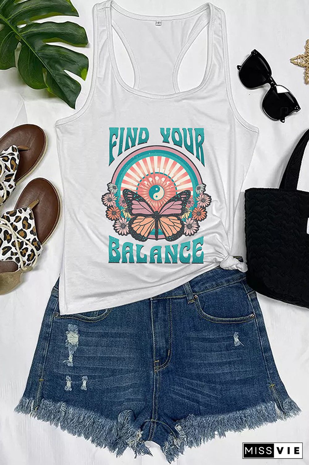 Find Your Balance,Butterfly Tank Top Wholesale