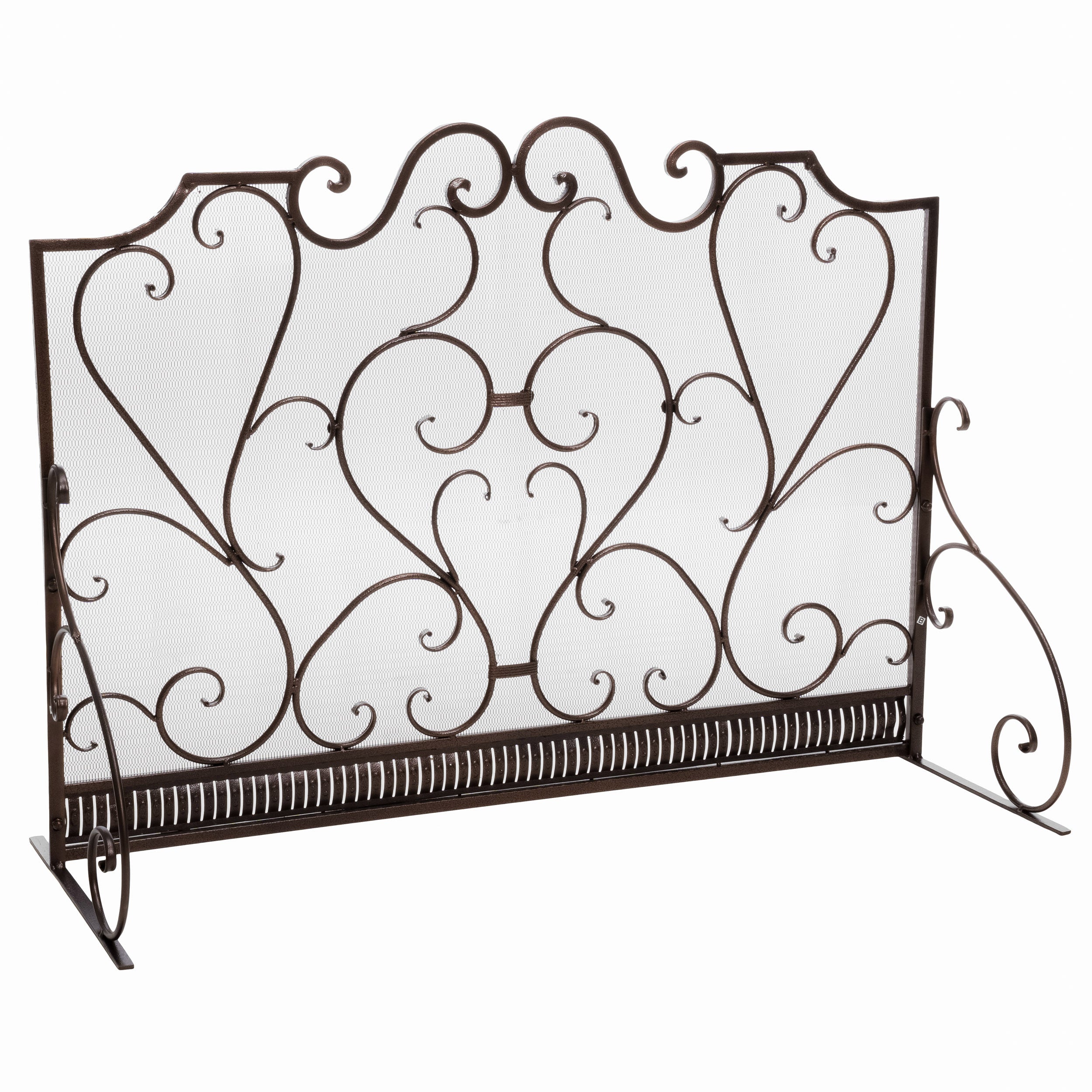 Adalia Black Brushed Gold Finish Wrought Iron Fireplace Screen