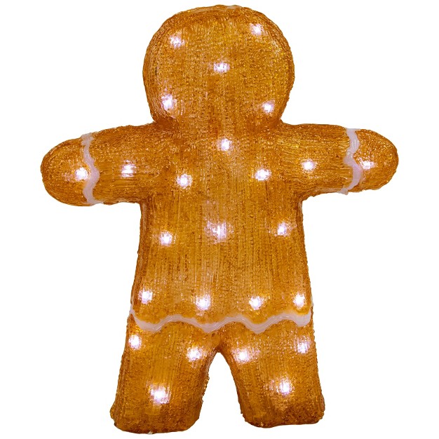 Led Lighted Acrylic Gingerbread Man With Bow Tie Christmas Decoration