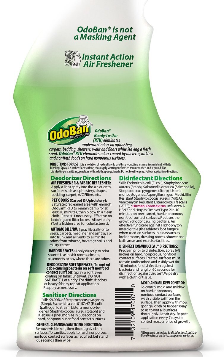 OdoBan Disinfectant Fabric and Air Freshener Spray， Eucalyptus Scent