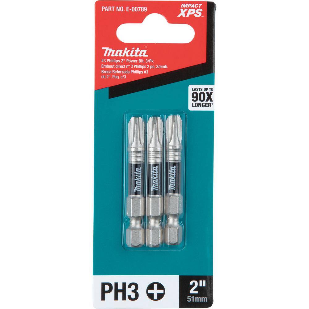 Makita Impact XPS #3 Phillips 2 in. Power Bit (3-Pack) E-00789