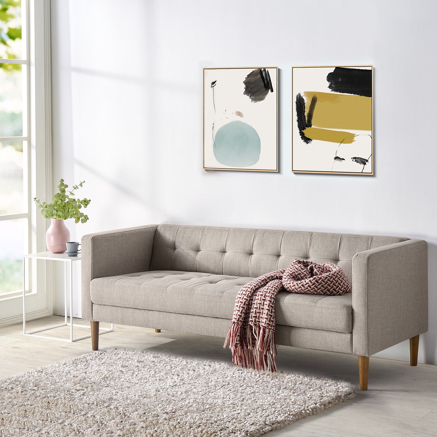 Zinus Priage Oatmeal Grey Semi-firm Sofa