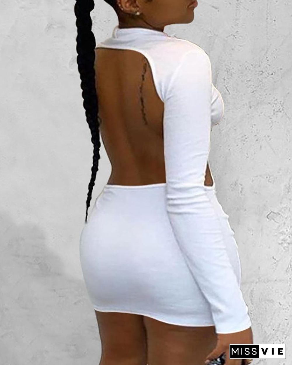 Long Sleeve Backless Bodycon Dress