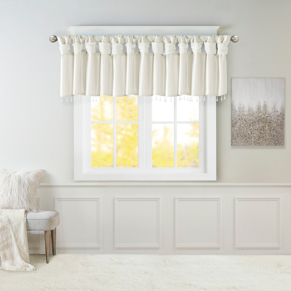 Madison Park Natalie Lightweight Faux Silk Valance with Beads   50x26\