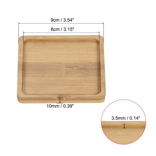 Unique Bargains Indoor Square Bamboo Planter Saucer Drip Tray Plant Drainage Trays 3 Pcs