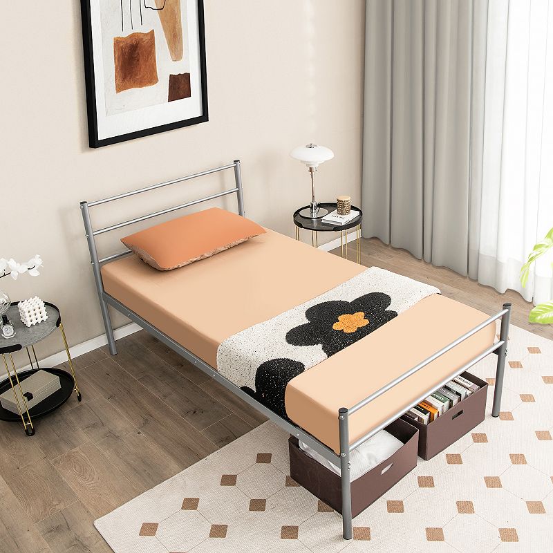 Metal Bed Frame Platform with Headboard