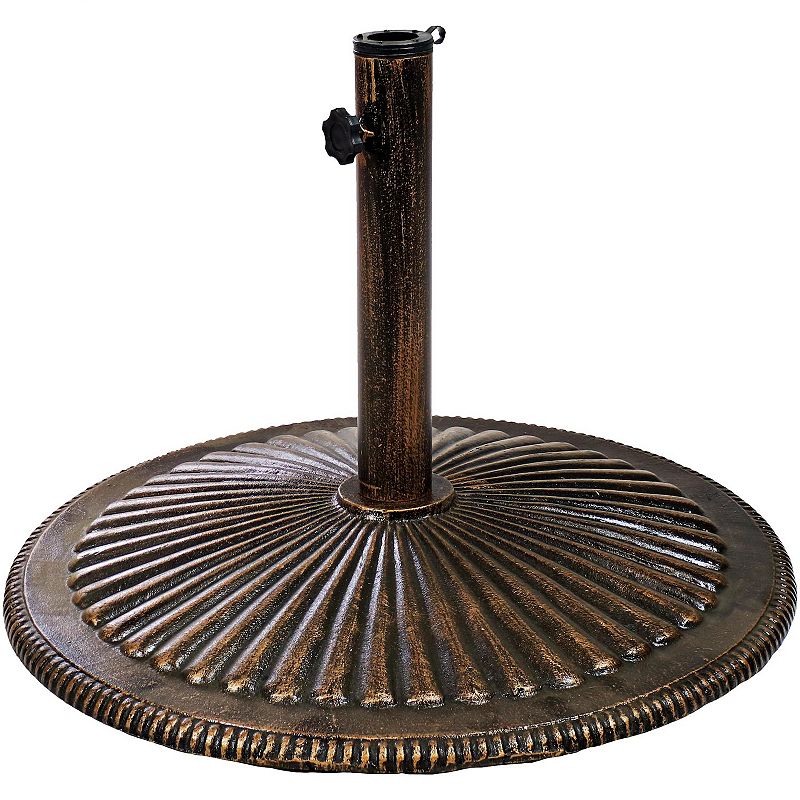 Sunnydaze 22 in Ridged Cast Iron Round Patio Umbrella Base - Bronze