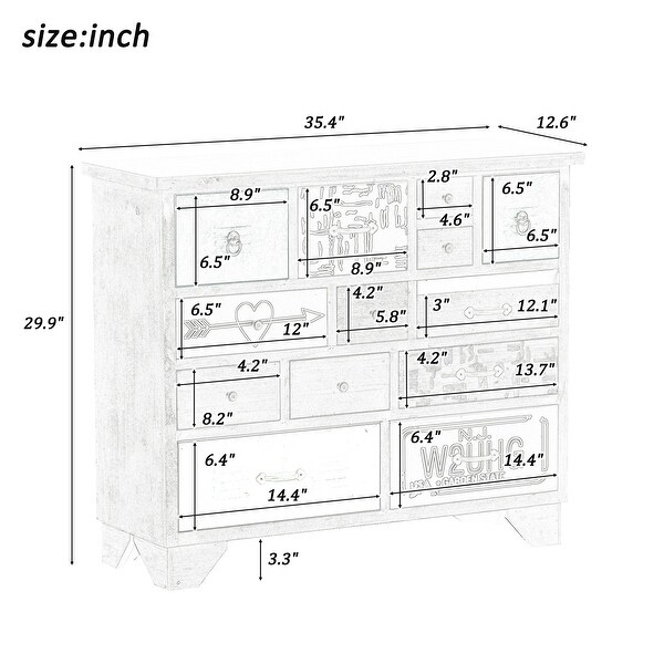 Wood Frame and Colorful Pattern Storage Cabinet with 13 Drawers