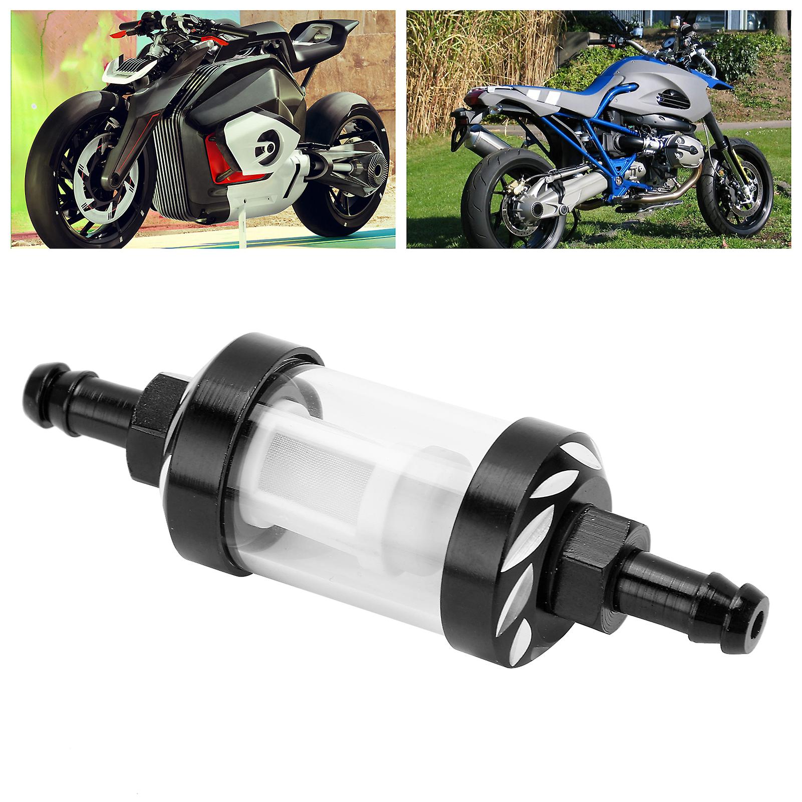 Glass Fuel Filter Element Aluminium Alloy Shell Replacement For Cars Atv Suvs Motorcycles Pit Bikesblack