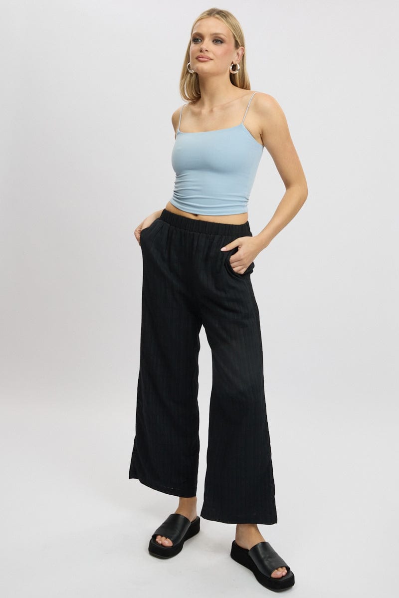 Black Wide Leg Pants Elasticated Waist