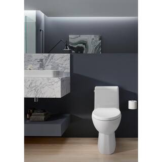 KOHLER Reach 16.5 in. H 1-piece 1.28 GPF Single Flush Elongated Toilet in White (Seat Included) K-78080-0