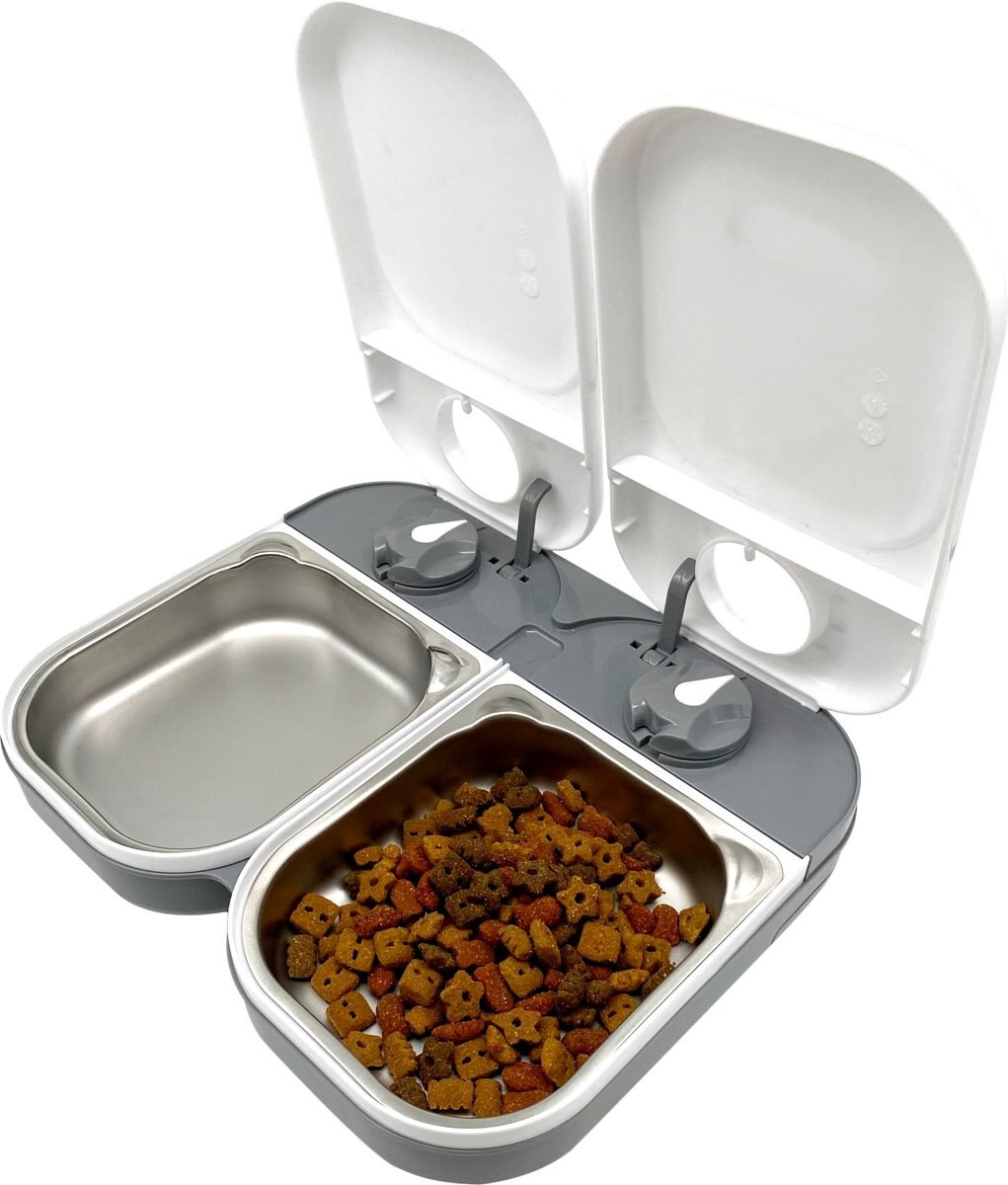 Closer Pets Two-meal Automatic Cat and Dog Feeder， White