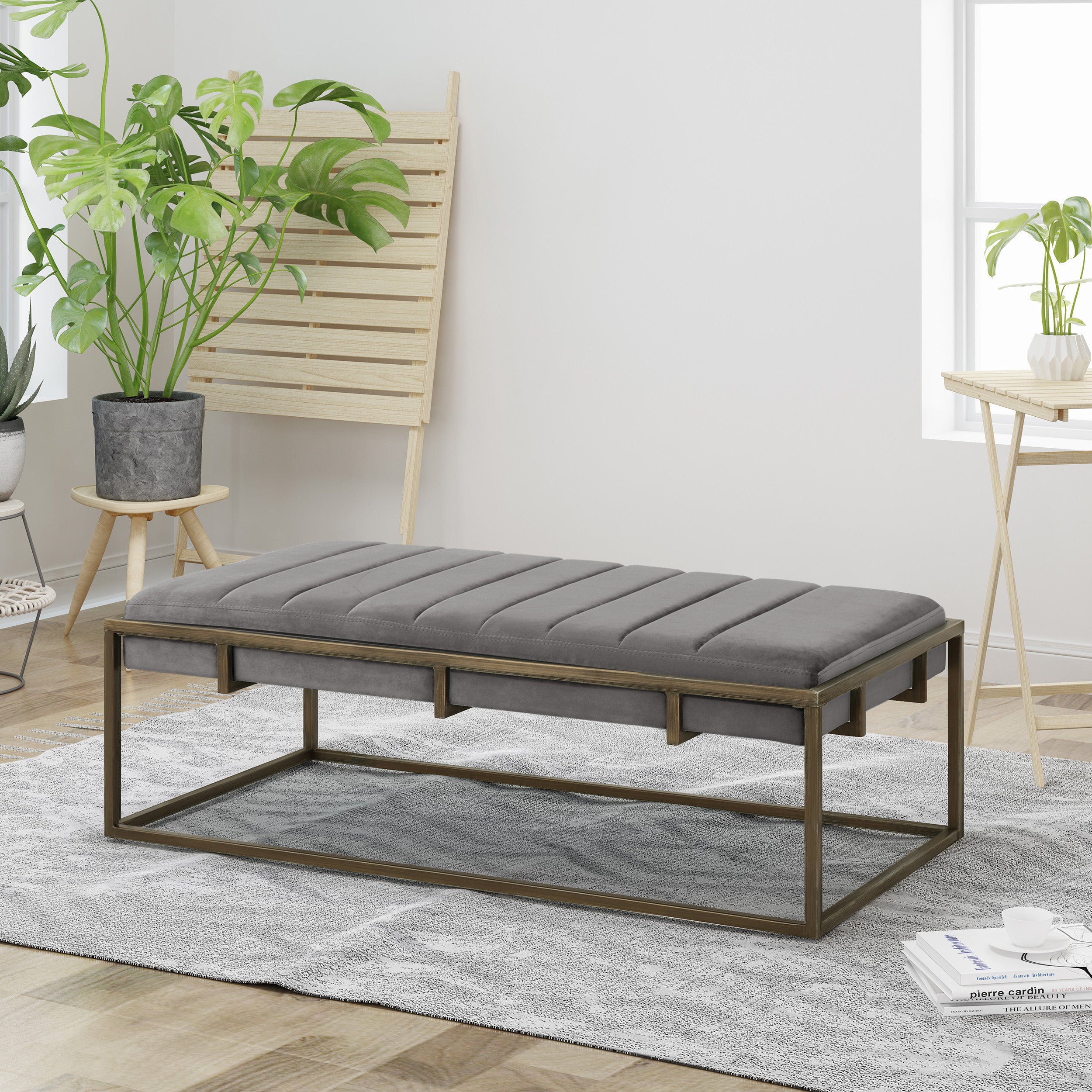 Vassy Modern Velvet Ottoman Bench