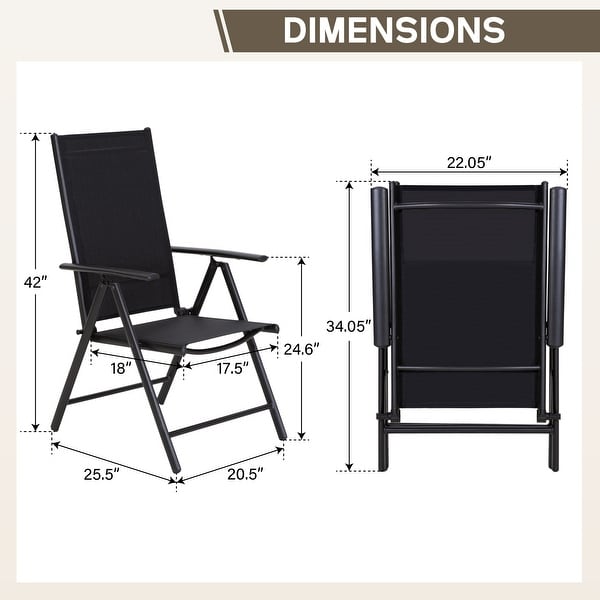 9Piece Patio Dining Set，Metal Table and Foldable Sling Dining Chairs with 7 Levels Adjustable