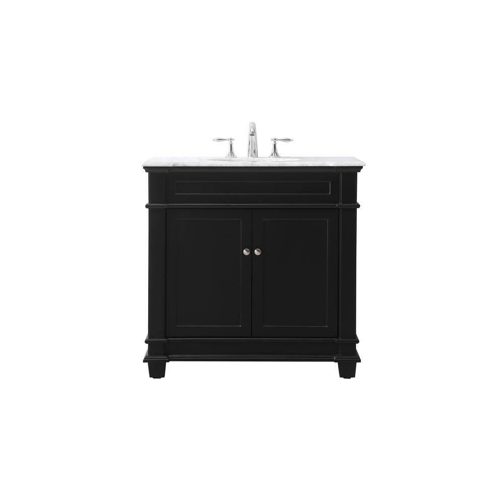 Timeless Home 36 in. W x 21.5 in. D x 35 in. H Single Bathroom Vanity in Black with White Marble TH100036BK