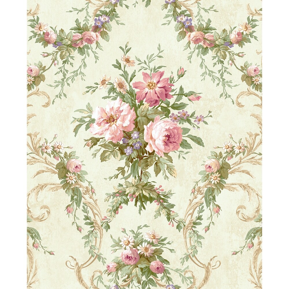 Seabrook Designs Alice Floral Damask Unpasted Wallpaper