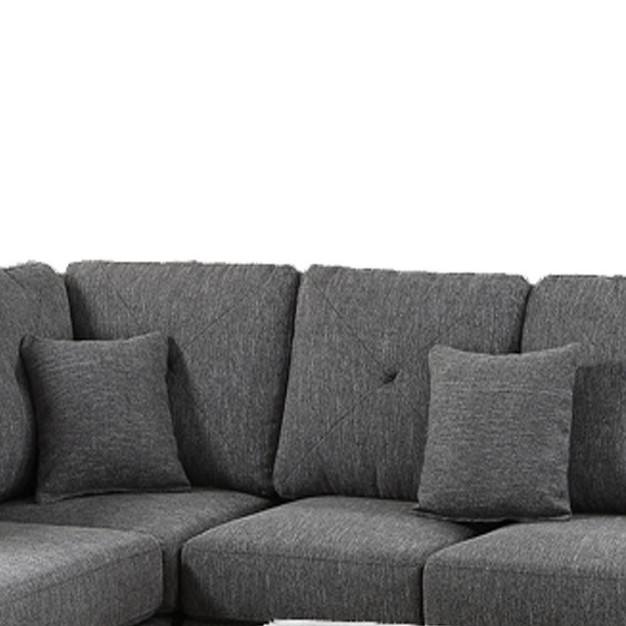 2pc Polyfiber Sectional Set With Nailhead Trims Gray Benzara