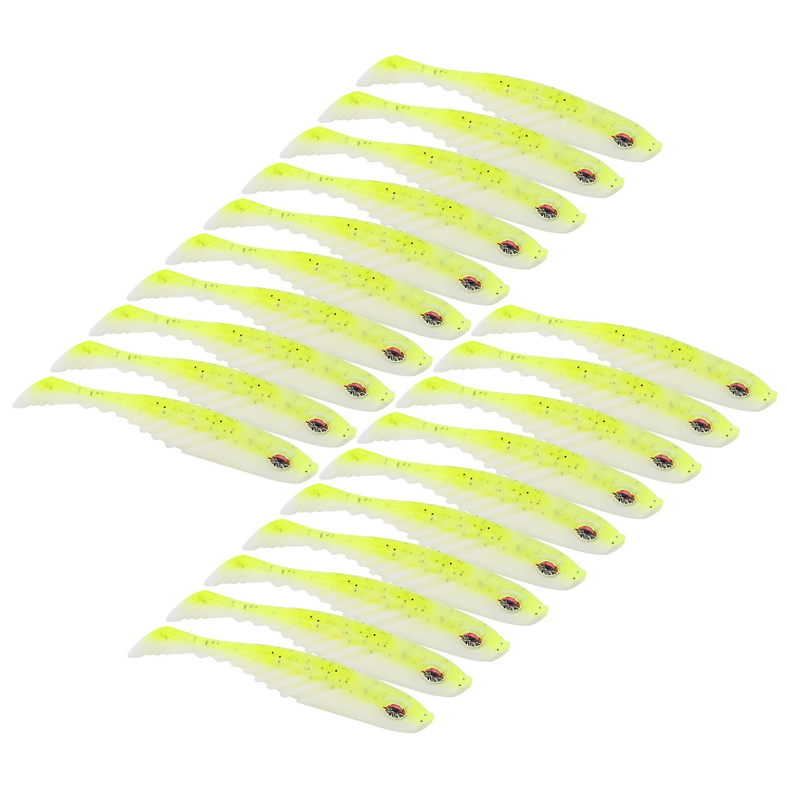 20pcs Artificial Simulation Silicone Fishing Lure Soft Bait T Tail Soft Worm Accessoryglitter Fluorescent Color