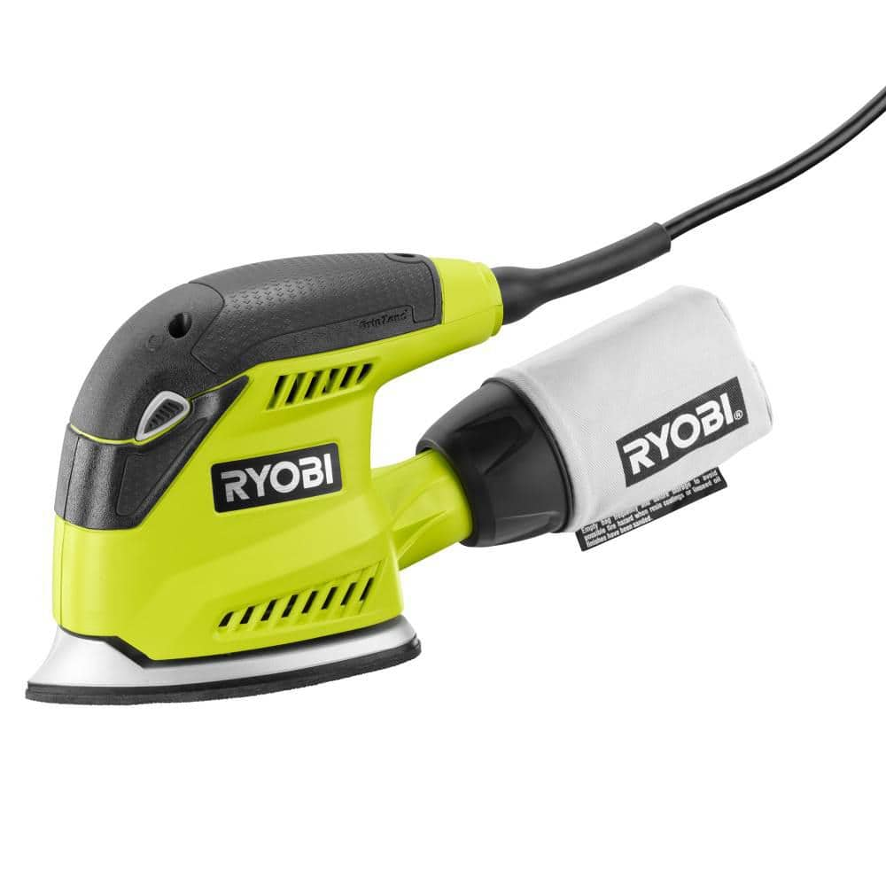 RYOBI 1.2 Amp Corded 5.5 in. Corner Cat Sander with Dust Bag, Sample Sandpaper, and Storage Case CFS1503GK