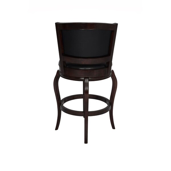 Hugo Swivel Barstool， Wood， Open Rolled Arms， Black - 24.5 L x 25 W x 44.5 H， in