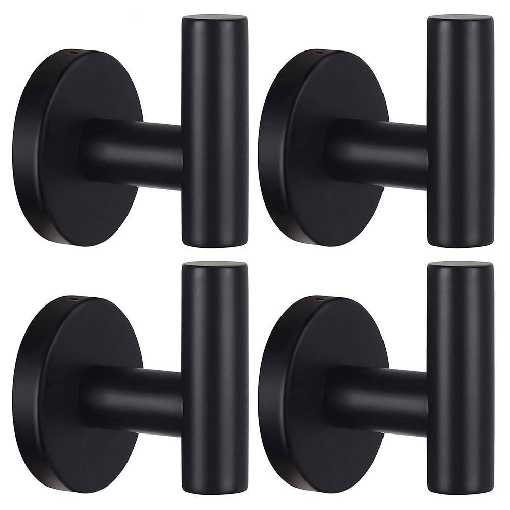 ATKING 4-Pieces Wall-Mounted Stainless Steel Bathroom Robe Hook in Matte Black A4BK-802