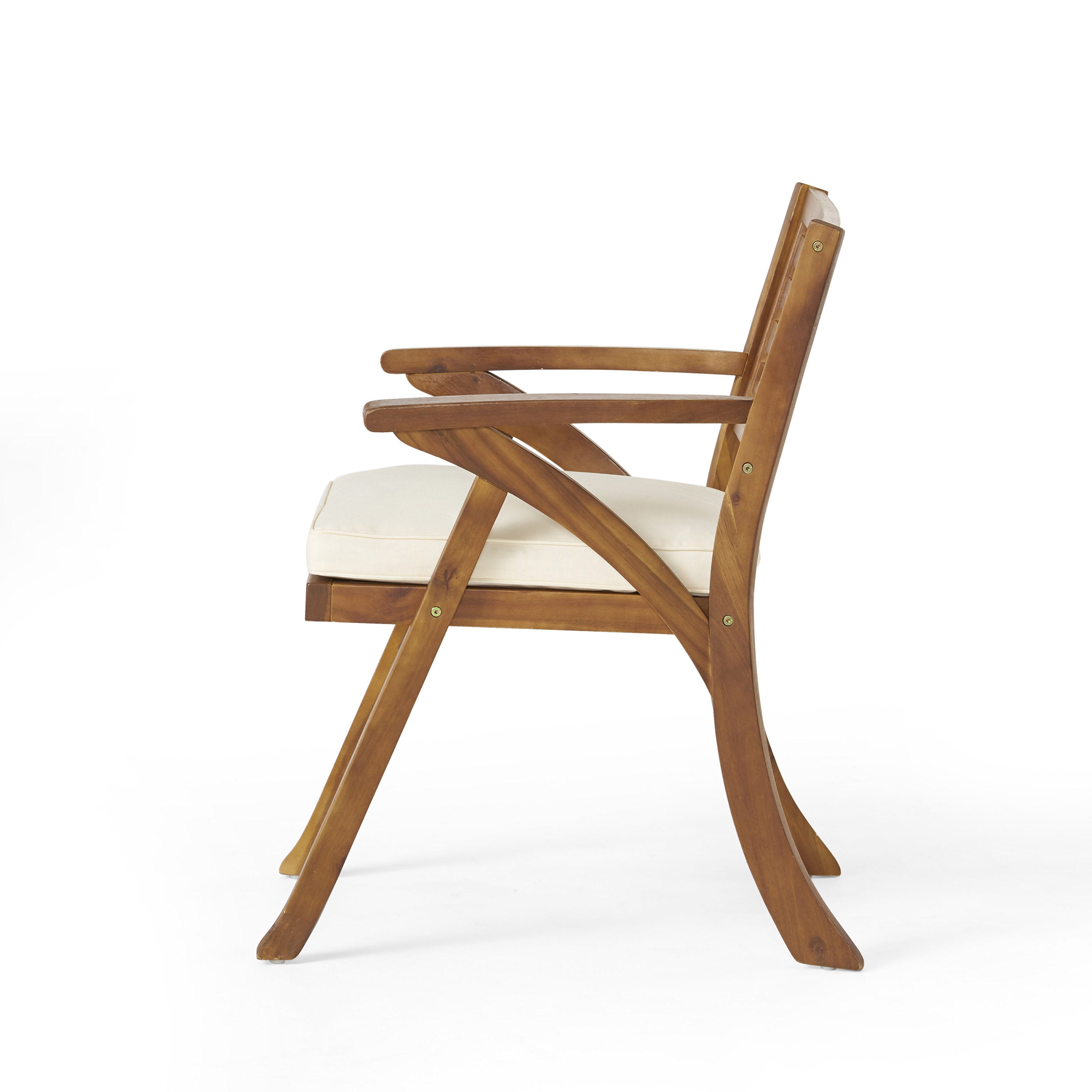 Helen Outdoor Teak Finish Acacia Wood Arm Chair (Set of 2)