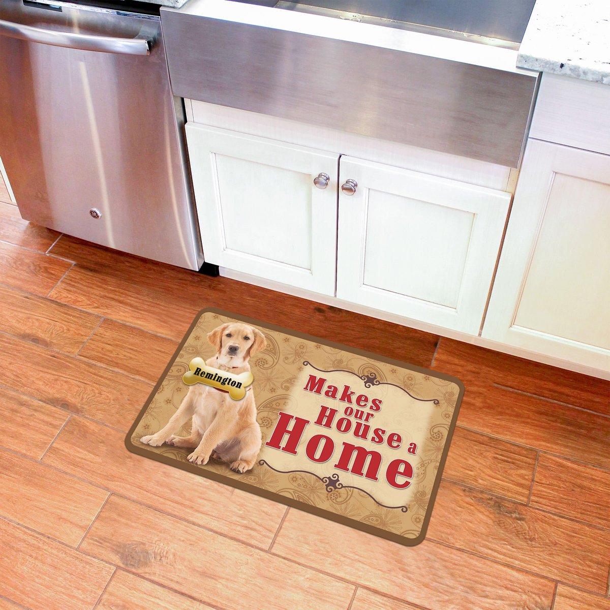 Bungalow Flooring Makes Our House A Home Golden Retriever Personalized Floor Mat