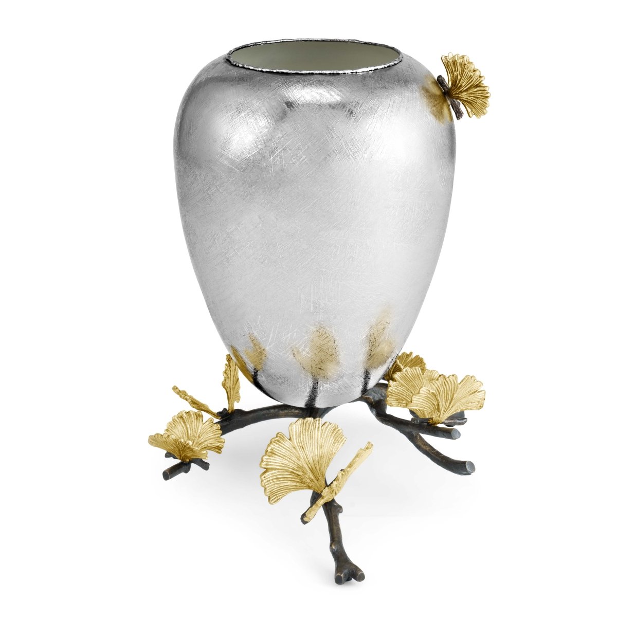 Butterfly Ginkgo Footed Vase