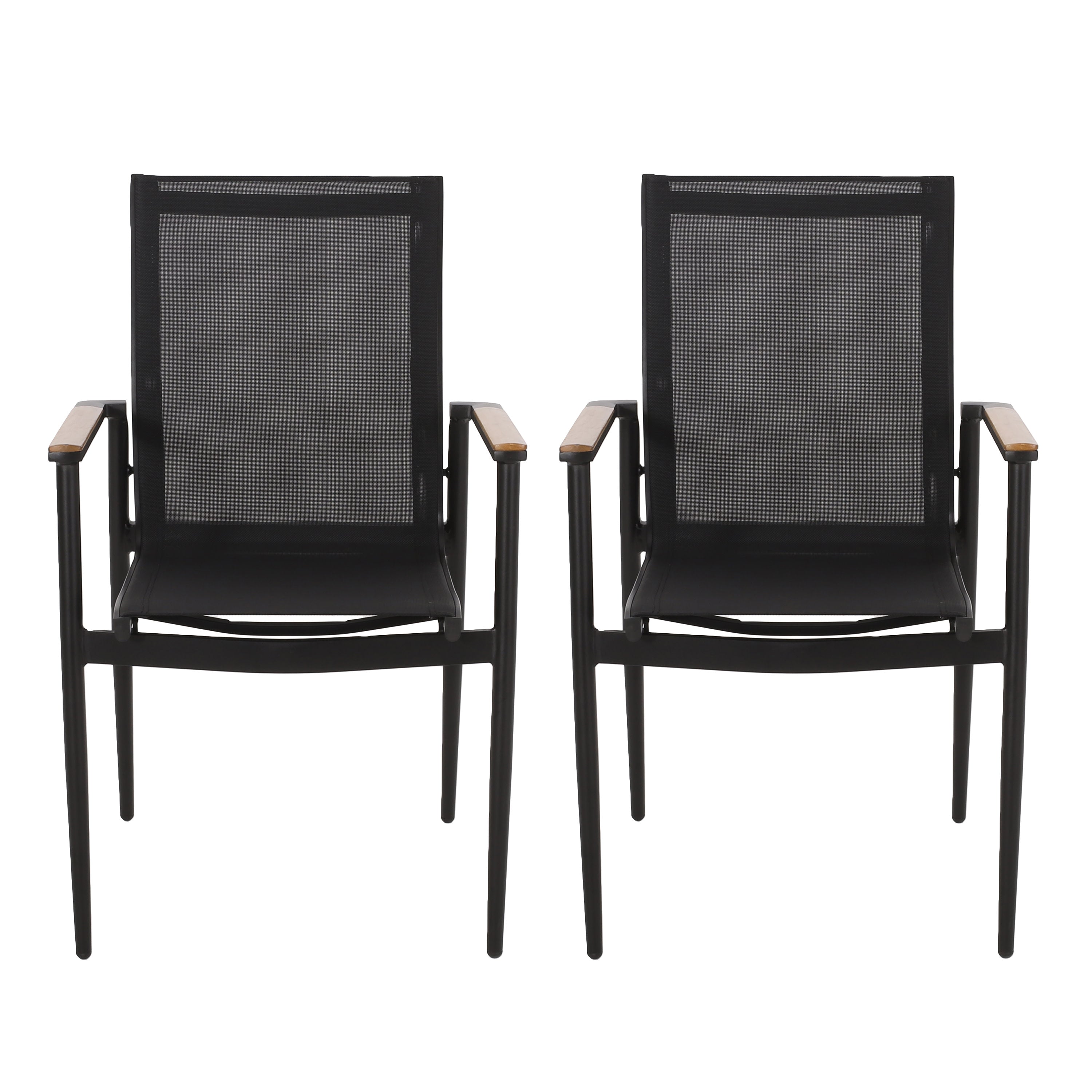 Shane Outdoor Mesh and Aluminum Dining Chairs