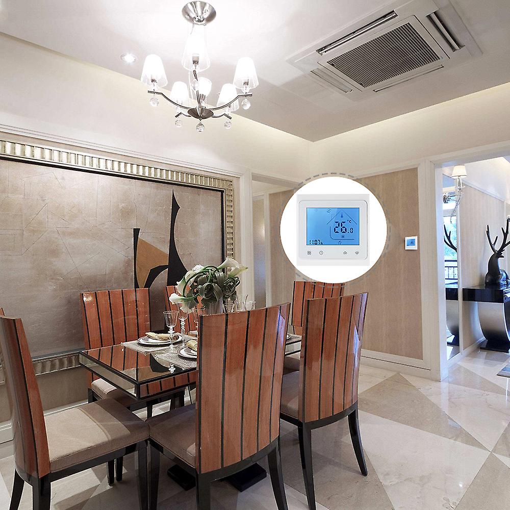 White 5a Water Heating Thermostat With Touchscreen Lcd Display Weekly Programmable Energy Saving Temperature Controller