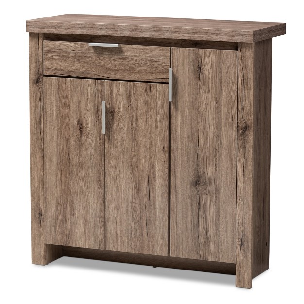 Laverne Modern And Contemporary Oak Finished Shoe Cabinet Brown Baxton Studio