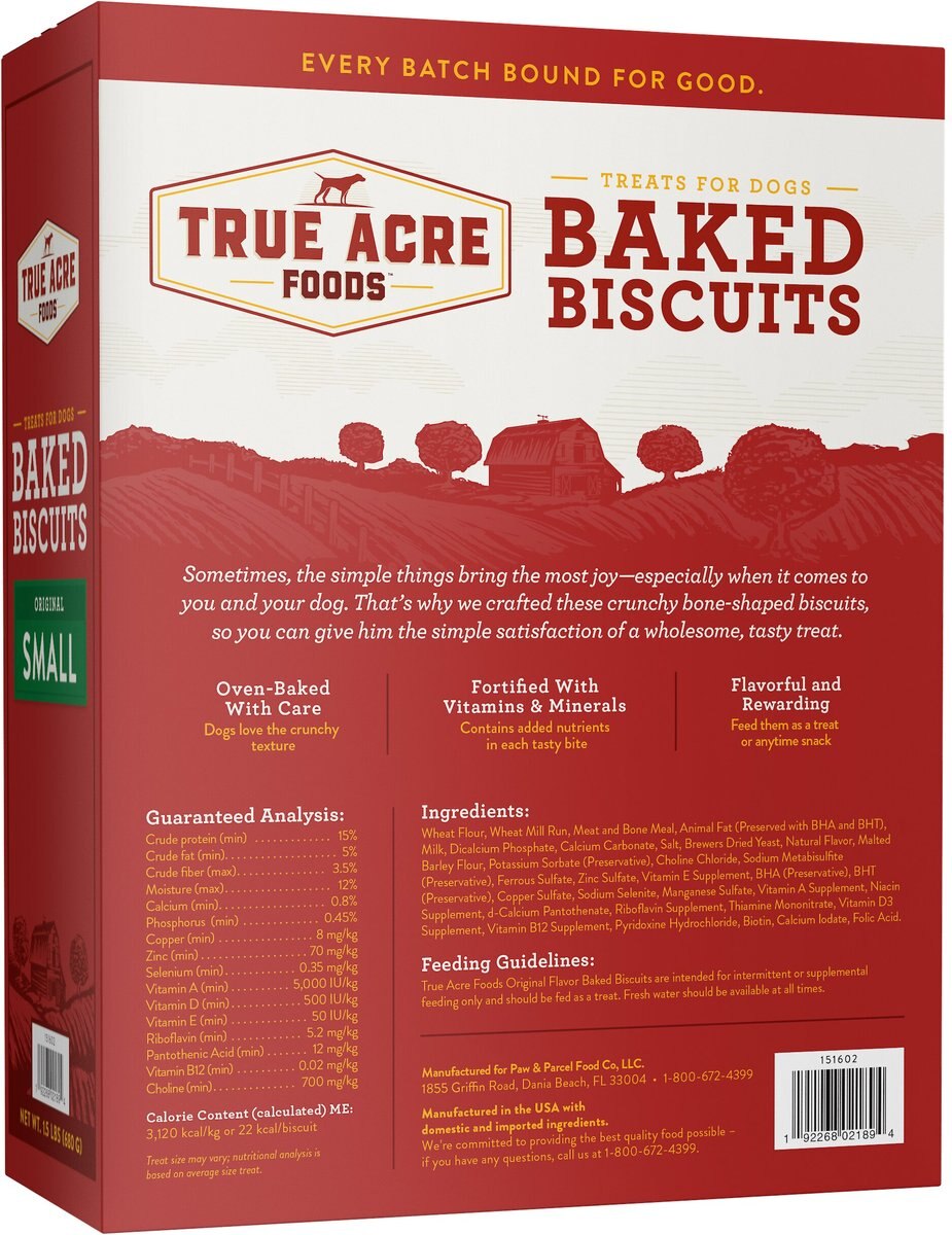 True Acre Foods Small Original Baked Biscuits Dog Treats