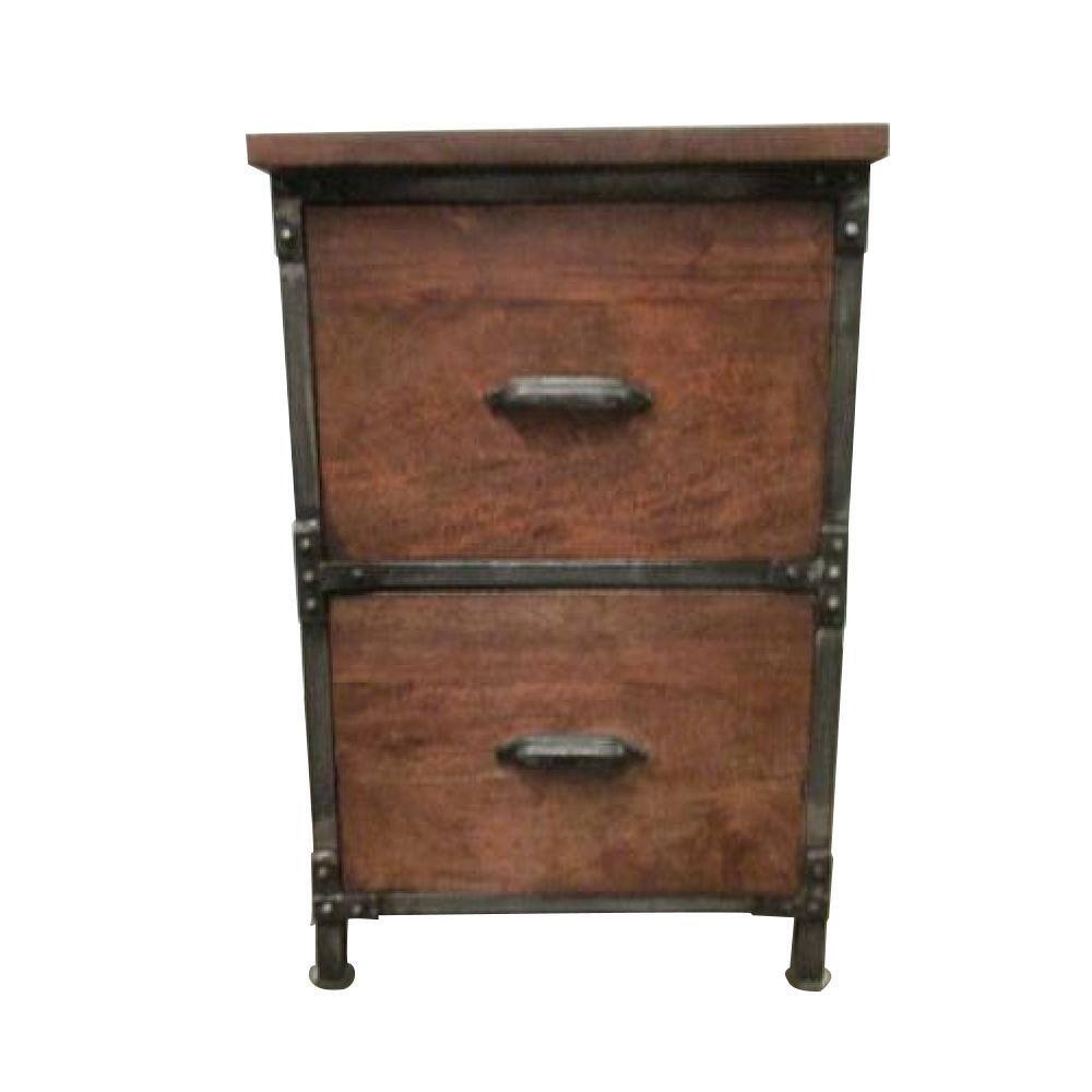 Rustic 2-Drawer Brown Filing Cabinet BRA47