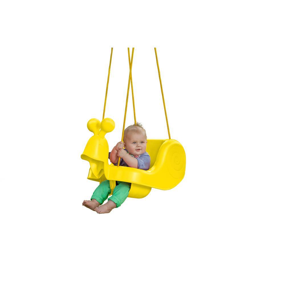 Creative Cedar Designs Yellow Snail Baby and Toddler Bucket Seat Swing with Seatbelt BP 019-Y