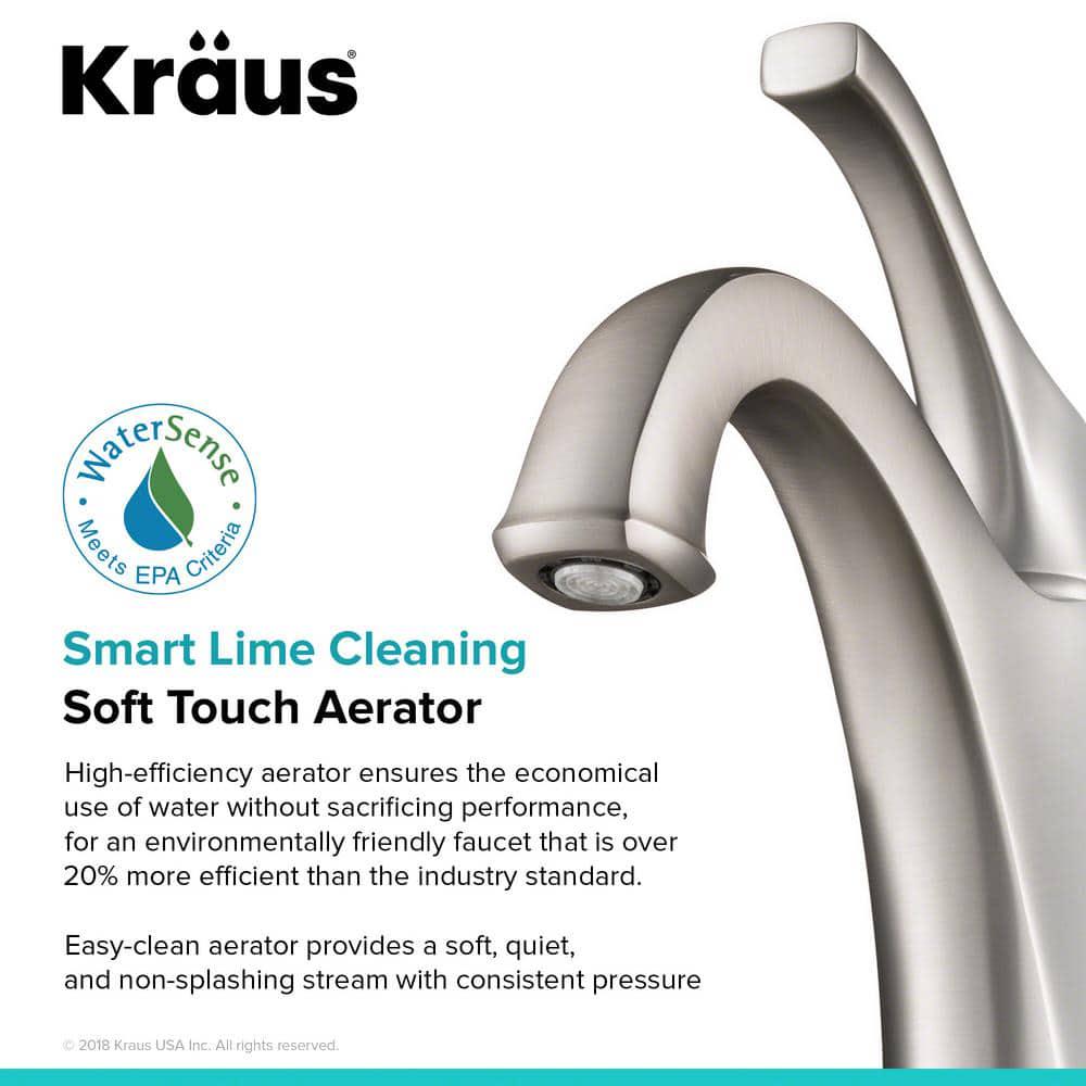 KRAUS Arlo SpotFree allBrite Brushed Nickel Single Handle Basin Bathroom Faucet with Lift Rod Drain and Deck Plate