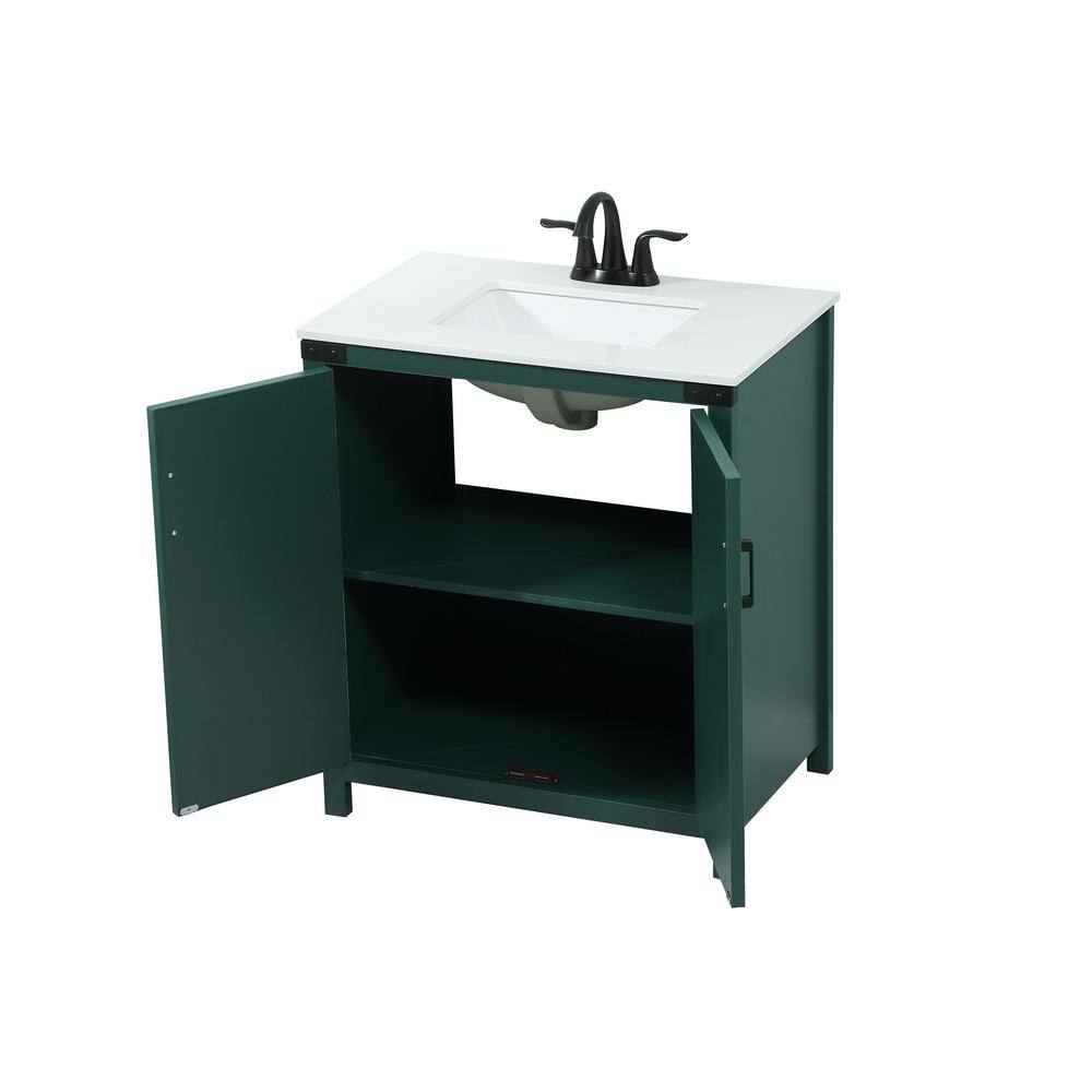 Timeless Home 19 in. W x 30 in. D x 34 in. H Bath Vanity in Green with Ivory White Quartz Top TH180460MGN