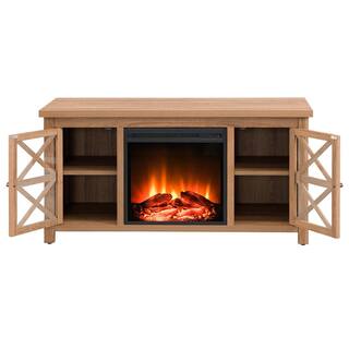 MeyerCross Colton 47.75 in. Golden Oak TV Stand with Log Fireplace Insert TV0689